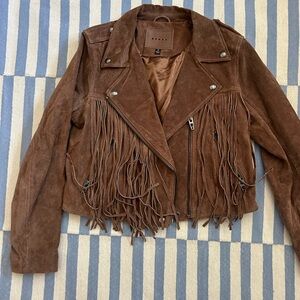 BlankNYC Brown Suede Fringe Jacket size S